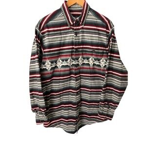 Woolrich Flannel Chamois Mens Large Aztec Southwest Long Sleeve Button Shirt‎